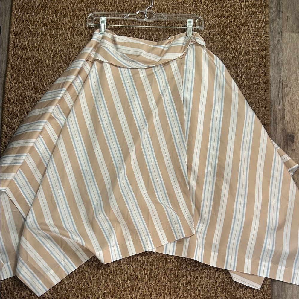 Maeve Asymmetrical Striped Skirt in Tan and White